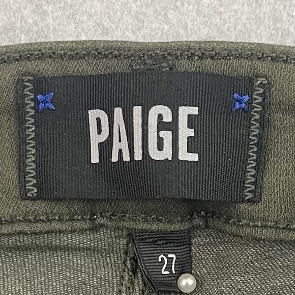 PAIGE Hoxton Ankle Pants Size 27 Green Chive Luxe Coating Slim Fit Stretch - Picture 2 of 14